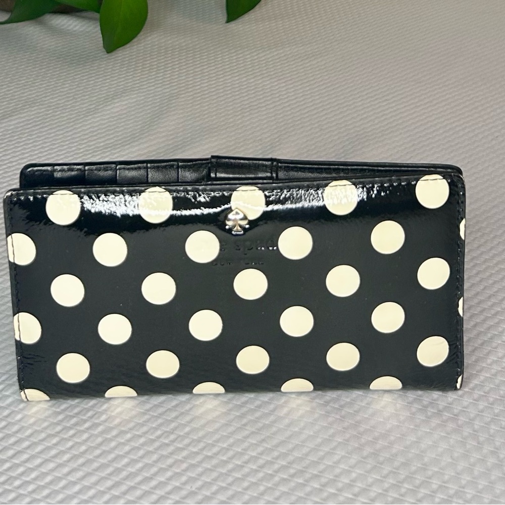 Kate Spade Black & Cream White Polka Dot Wallet